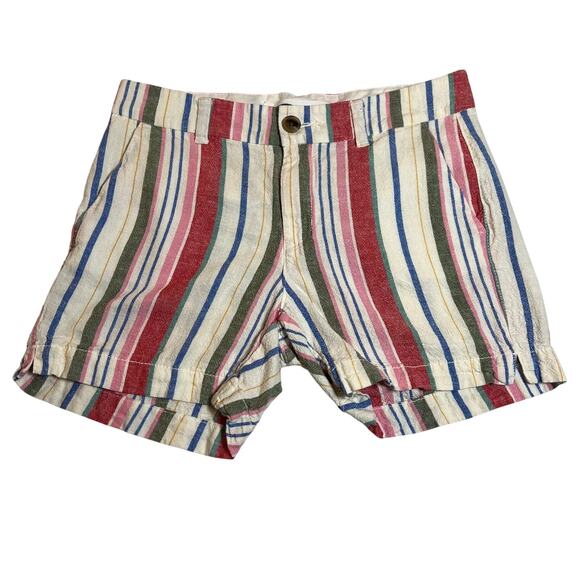 Old Navy Stripe Everyday Shorts Size 2 Mid Rise Linen Blend Colorful Rainbow - Picture 1 of 9